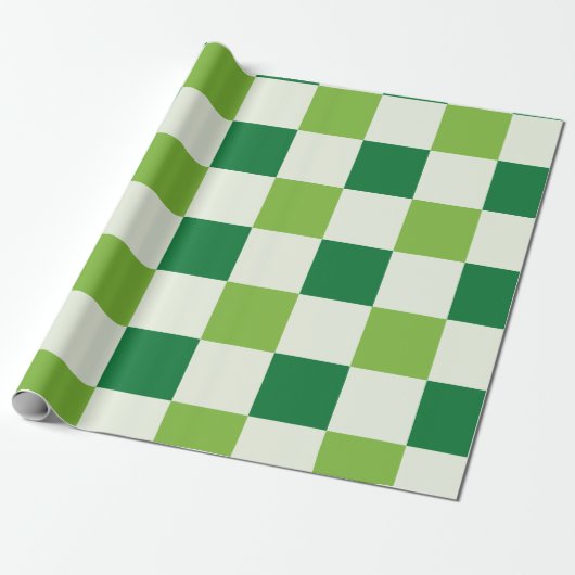 Klassiek groen schaakbordpatroon cadeaupapier (Uitgerold)