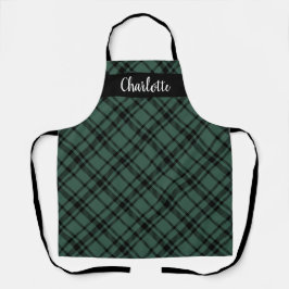 Klassiek groen Schots tartan geruit monogram Schort
