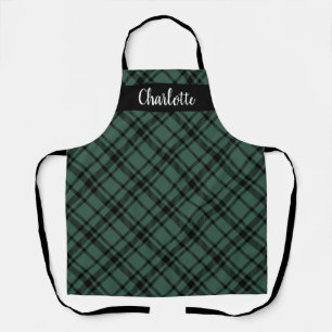Klassiek groen Schots tartan geruit monogram Schort