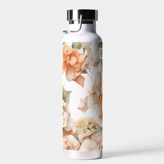 Klassiek groen sinaasappel boho bloemenkalligrafie waterfles (Rechts)