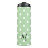 Klassiek groen stippelpatroon met monogram thermosbeker (Voorkant)
