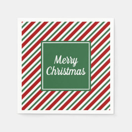 Klassiek groen strepenpatroon Kerstmis Servet