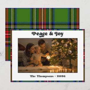 Klassiek groen tartan geruit Kerstmis & vreugde Feestdagenkaart