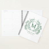 Klassiek groen vintage bloemenkroon monogram planner (Display)