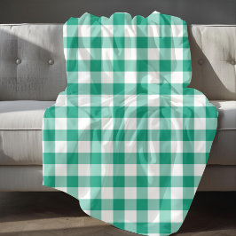 Klassiek groen-wit geruit geruit patroon fleece deken