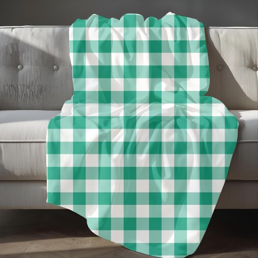 Klassiek groen-wit geruit geruit patroon fleece deken