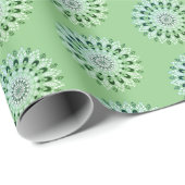 Klassiek Groen Wit Mandala Bloem Ontwerp Patroon Cadeaupapier (Rol Hoek)