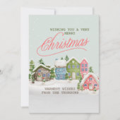 Klassiek groen wit sneeuwdorp Vrolijk kerstfeest Feestdagenkaart (Voorkant)