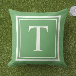 Klassiek groen wit vierkant frame monogram buitenkussen
