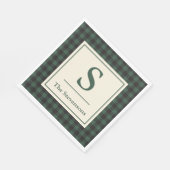 Klassiek groen zwart Buffalo Tartan Plaid Monogram Servet (Hoek)