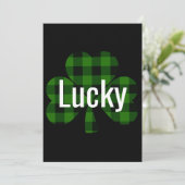 Klassiek groen zwart plaid shamrock kaart (Staand voorkant)
