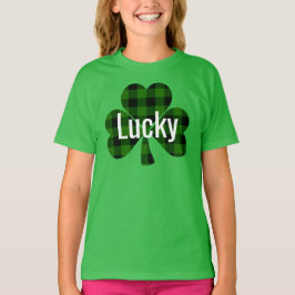 Klassiek groen zwart plaid shamrock t-shirt