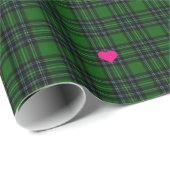 Klassiek Groen Zwart tartan Plaid roze hart accent Cadeaupapier (Rol Hoek)