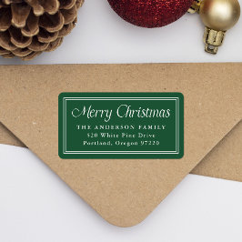 Klassiek groene kerst retouradreslabel met rand etiket