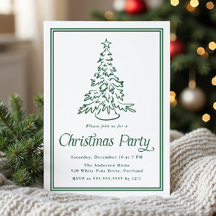 Klassiek groene kerstboomfeestje kaart