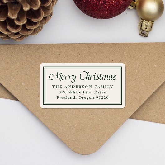 Klassiek groene rand kerst retouradres etiket
