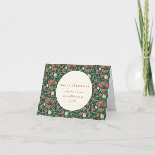 Klassiek groene rode bloemstuk aangepaste Kerstmis Feestdagen Kaart