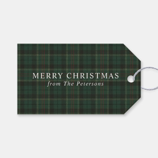 Klassiek groene ruit Kerstmis Cadeaulabel (Voorkant (Horizontaal))