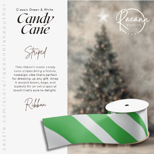 Klassiek groene & witte snoepriet gestreepte lint