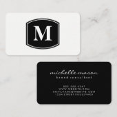 Klassiek groot monogram / zwart en wit visitekaartje (Voorkant / Achterkant)