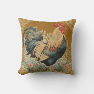 Klassiek, Haan en Bloemen Patroon, Vintage Kussen