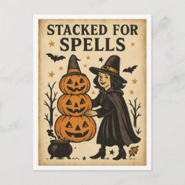 Klassiek Halloween Gestapeld voor Spreuken Briefkaart