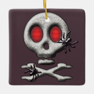Klassiek Halloween Griezeld Skull en Griezels Spin Keramisch Ornament