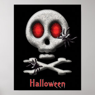 Klassiek Halloween Griezeld Skull en Griezels Spin Poster