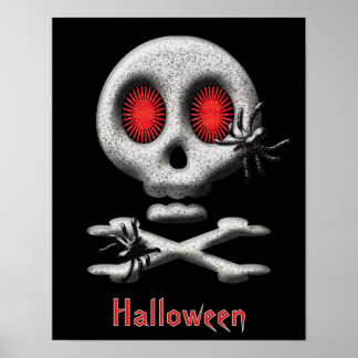 Klassiek Halloween Griezeld Skull en Griezels Spin Poster