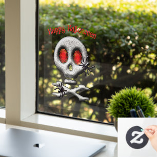 Klassiek Halloween Griezeldroge Schedel en Griezel Raamsticker