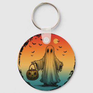 klassiek halloween griezelige geest pompoen vleerm sleutelhanger