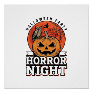 Klassiek Halloween Horror Night Pompoen Shirt Ontw Perfect Poster