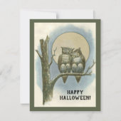 Klassiek Halloween paar uilen zittend nacht maan Kaart (Voorkant)
