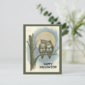 Klassiek Halloween paar uilen zittend nacht maan Kaart (Staand voorkant)