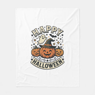 Klassiek Halloween Pompoen Spook T-shirt Ontwerp_1 Fleece Deken