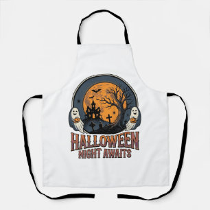Klassiek Halloween Scene Gegraveerd Maan Geest Shi Schort