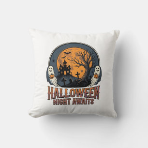Klassiek Halloween Scene Gegraveerd Maan Spook Shi Kussen