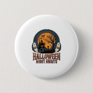 Klassiek Halloween Scene Gegraveerd Maan Spook T-s Ronde Button 5,7 Cm