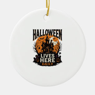 Klassiek Halloween T-shirt Geest Huis Dagelijks Keramisch Ornament