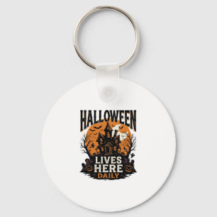 Klassiek Halloween T-shirt Geheime Huis Dagelijks Sleutelhanger