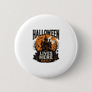 Klassiek Halloween T-shirt Spookhuis Dagelijks Ronde Button 5,7 Cm