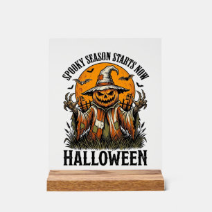 Klassiek Halloween Vogelverschrikker Pompoen Heks Acryl Bord