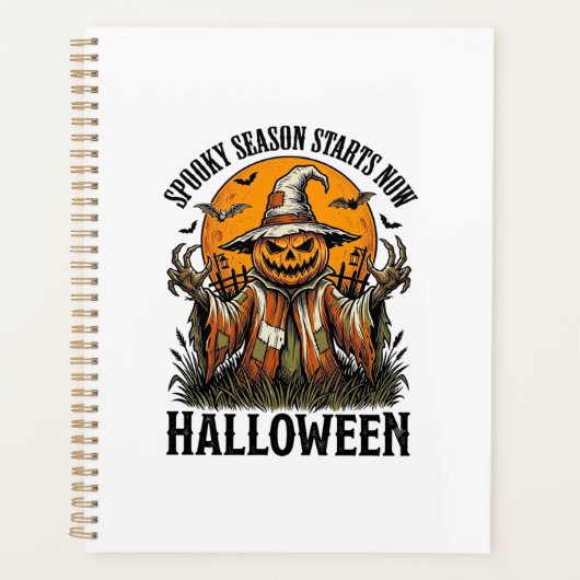 Klassiek Halloween Vogelverschrikker Pompoen Heks  Planner (Voorkant)