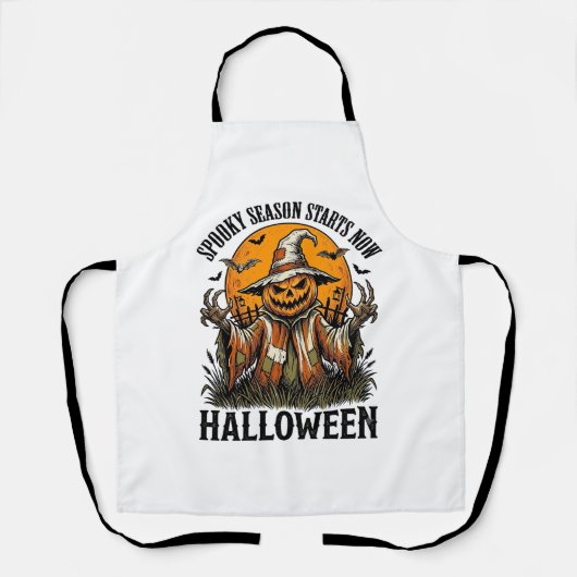 Klassiek Halloween Vogelverschrikker Pompoen Heks Schort (Voorkant)