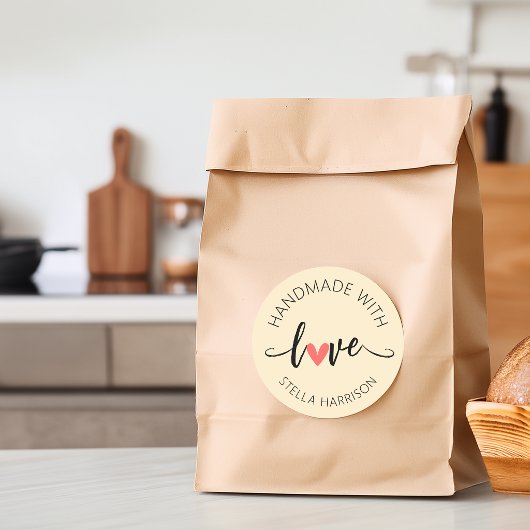 Klassiek Handgemaakt Met Liefde Persoonlijk Ronde Sticker