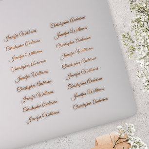 Klassiek handschrift 18 gastnamen - Brons Sticker