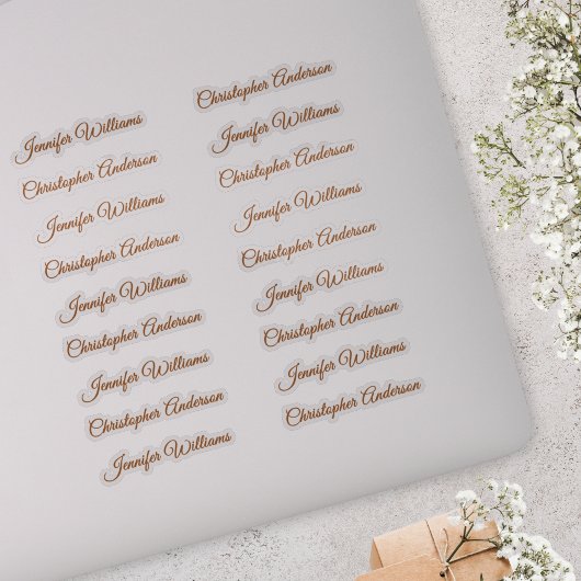Klassiek handschrift 18 gastnamen - Brons Sticker