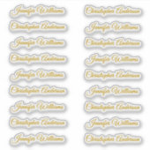 Klassiek handschrift 18 gastnamen - Goud Sticker (Voorkant)