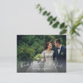 Klassiek handschrift 2 foto bruiloft Dank u Briefkaart (Staand voorkant)