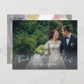 Klassiek handschrift 2 foto bruiloft Dank u Briefkaart (Voorkant / Achterkant)
